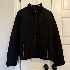 J. Crew Black Quilted Jacket with Gold Accents